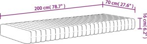 vidaXL Materac piankowy, średnio miękki, 70x200 cm 7