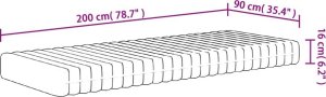 vidaXL Materac piankowy, średnio miękki, 90x200 cm 7