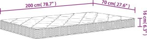 vidaXL Materac piankowy, średnio miękki, 70x200 cm 7