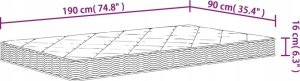 vidaXL Materac piankowy, średnio miękki, 90x190 cm, pojedynczy 6