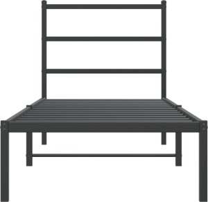 vidaXL Metalowa rama łóżka z wezgłowiem, czarna, 75x190 cm 5