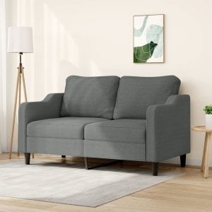 vidaXL Sofa 2-osobowa, ciemnoszara, 140 cm, tapicerowana tkaniną Lumarko! 1