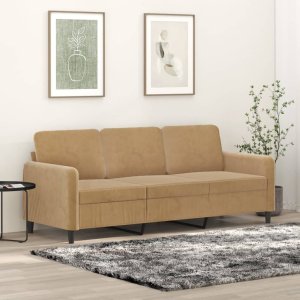 vidaXL Sofa 3-osobowa, brązowa, 180 cm, tapicerowana aksamitem Lumarko! 1