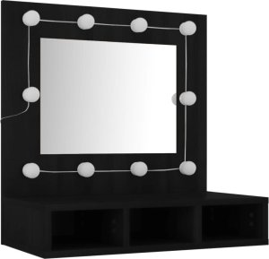 vidaXL Szafka z lustrem i oświetleniem LED, czarna, 60x31,5x62 cm 6