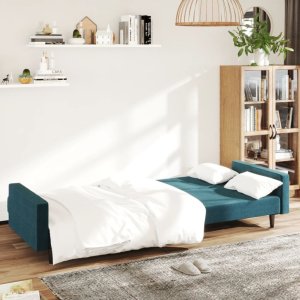vidaXL vidaXL 2-osobowa kanapa, niebieska, tapicerowana aksamitem 3