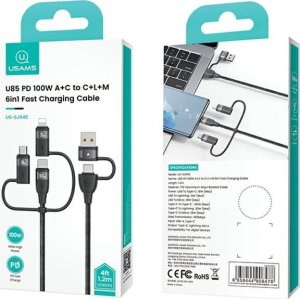 Kabel USB Usams USB-A - 2x USB-C + Lightning + microUSB 1.2 m Czerwony 7
