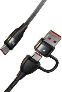 Kabel zasilający Usams USAMS Kabel U85 2xUSB-C/USB-A 1,2m 100W PD Fast Charge czarny/black SJ654USB01 (US-SJ654) 1