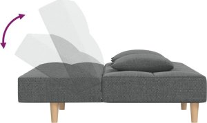 vidaXL 2-osobowa kanapa, 2 poduszki, ciemnoszara, tapicerowana tkaniną 6