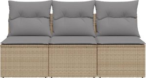 vidaXL vidaXL Sofa ogrodowa z poduszkami, 3-osobowa, beż, polirattan 4