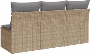 vidaXL vidaXL Sofa ogrodowa z poduszkami, 3-osobowa, beż, polirattan 6