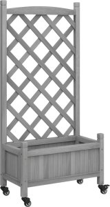 vidaXL vidaXL Donica z trejażem i kółkami, szara, lite drewno jodłowe 2