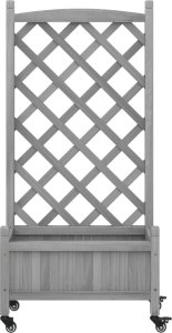 vidaXL vidaXL Donica z trejażem i kółkami, szara, lite drewno jodłowe 4