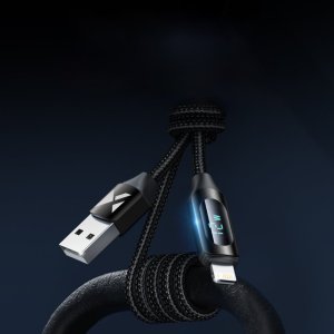 Wozinsky Kabel przewód do iPhone USB-A - Lightning z wyświetlaczem LED 2.4A 1m czarny Kabel przewód do iPhone USB-A - Lightning z wyświetlaczem LED 2.4A 1m czarny 2