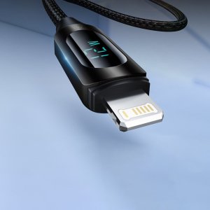 Wozinsky Kabel przewód do iPhone USB-A - Lightning z wyświetlaczem LED 2.4A 1m czarny Kabel przewód do iPhone USB-A - Lightning z wyświetlaczem LED 2.4A 1m czarny 3
