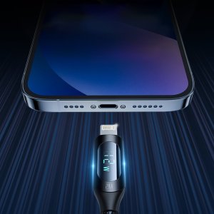Wozinsky Kabel przewód do iPhone USB-A - Lightning z wyświetlaczem LED 2.4A 1m czarny Kabel przewód do iPhone USB-A - Lightning z wyświetlaczem LED 2.4A 1m czarny 4