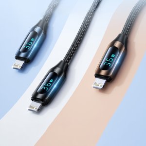 Wozinsky Kabel przewód do iPhone USB-C - Lightning z wyświetlaczem LED 36W 2m czarny Kabel przewód do iPhone USB-C - Lightning z wyświetlaczem LED 36W 2m czarny 4