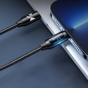 Wozinsky Kabel przewód do iPhone USB-C - Lightning z wyświetlaczem LED 36W 2m czarny Kabel przewód do iPhone USB-C - Lightning z wyświetlaczem LED 36W 2m czarny 5