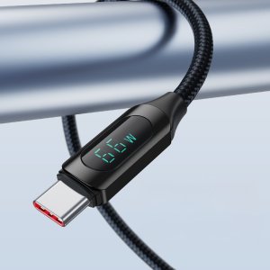 Wozinsky Kabel przewód USB-A - USB-C z wyświetlaczem LED 66W 6A 2m czarny Kabel przewód USB-A - USB-C z wyświetlaczem LED 66W 6A 2m czarny 7