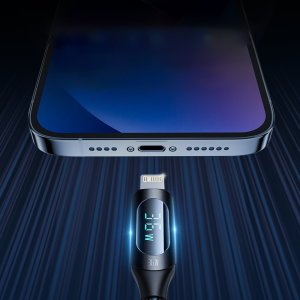 Wozinsky Kabel przewód do iPhone USB-C - Lightning z wyświetlaczem LED 36W 1m czarny Kabel przewód do iPhone USB-C - Lightning z wyświetlaczem LED 36W 1m czarny 3