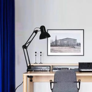 Tradelectra Lampka biurkowa czarna E27 z klipsem kreślarska 2