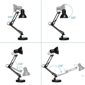 Tradelectra Lampka biurkowa czarna E27 z klipsem kreślarska 7