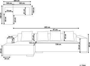 Beliani Narożnik prawostronny sztruksowy złamana biel LUNGO 10