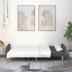 vidaXL 2-osobowa kanapa rozkładana, ciemnoszara, tapicerowana tkaniną 3