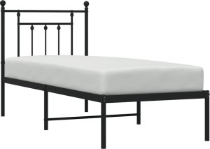 vidaXL Metalowa rama łóżka z wezgłowiem, czarna, 75x190 cm 4