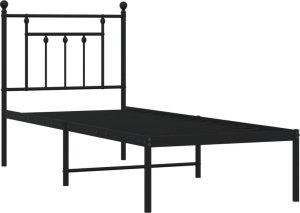 vidaXL Metalowa rama łóżka z wezgłowiem, czarna, 75x190 cm 5