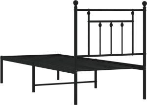 vidaXL Metalowa rama łóżka z wezgłowiem, czarna, 75x190 cm 8
