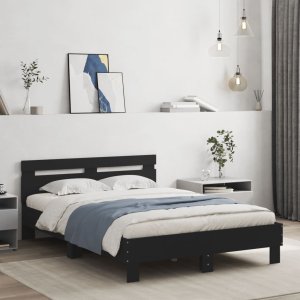 vidaXL Rama łóżka z wezgłowiem i LED, czarna, 120x200 cm 3