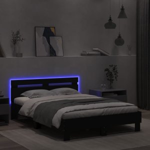 vidaXL Rama łóżka z wezgłowiem i LED, czarna, 120x200 cm 4