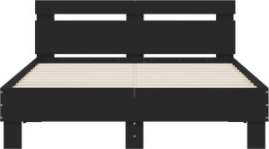 vidaXL Rama łóżka z wezgłowiem i LED, czarna, 120x200 cm 7