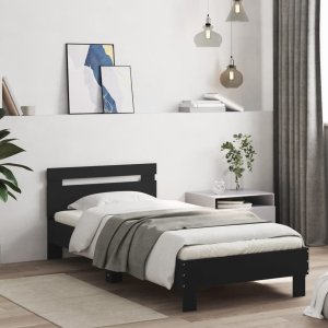 vidaXL Rama łóżka z wezgłowiem i LED, czarna, 90x200 cm 3
