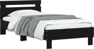 vidaXL Rama łóżka z wezgłowiem i LED, czarna, 90x200 cm 5