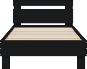 vidaXL Rama łóżka z wezgłowiem i LED, czarna, 90x200 cm 7