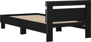 vidaXL Rama łóżka z wezgłowiem i LED, czarna, 90x200 cm 9