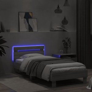 vidaXL Rama łóżka z wezgłowiem i LED, szary dąb sonoma, 90x200 cm 4