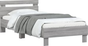 vidaXL Rama łóżka z wezgłowiem i LED, szary dąb sonoma, 90x200 cm 5