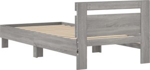 vidaXL Rama łóżka z wezgłowiem i LED, szary dąb sonoma, 90x200 cm 9