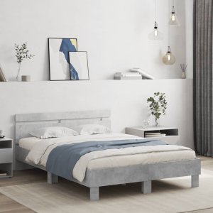 vidaXL Rama łóżka z wezgłowiem i LED, szarość betonu, 120x200 cm 3