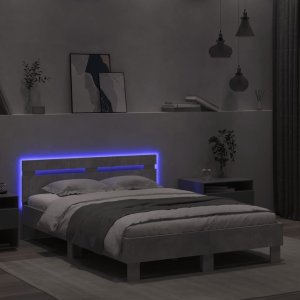 vidaXL Rama łóżka z wezgłowiem i LED, szarość betonu, 120x200 cm 4