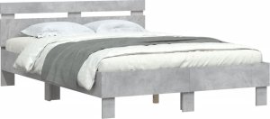 vidaXL Rama łóżka z wezgłowiem i LED, szarość betonu, 120x200 cm 5