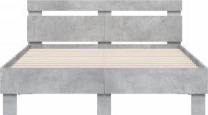 vidaXL Rama łóżka z wezgłowiem i LED, szarość betonu, 120x200 cm 7