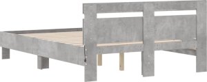 vidaXL Rama łóżka z wezgłowiem i LED, szarość betonu, 120x200 cm 9