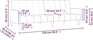 vidaXL Rozkładana kanapa 2-osobowa, jasnoszara, tapicerowana tkaniną 11