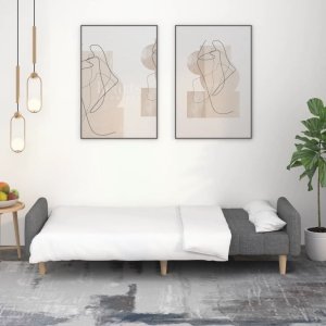 vidaXL Rozkładana kanapa 2-osobowa, jasnoszara, tapicerowana tkaniną 3