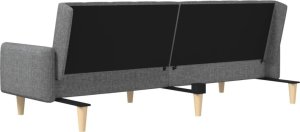 vidaXL Rozkładana kanapa 2-osobowa, jasnoszara, tapicerowana tkaniną 7