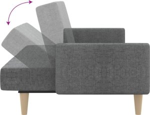 vidaXL Rozkładana kanapa 2-osobowa, jasnoszara, tapicerowana tkaniną 8