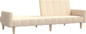 vidaXL Rozkładana kanapa 2-osobowa, kremowa, tapicerowana tkaniną 4